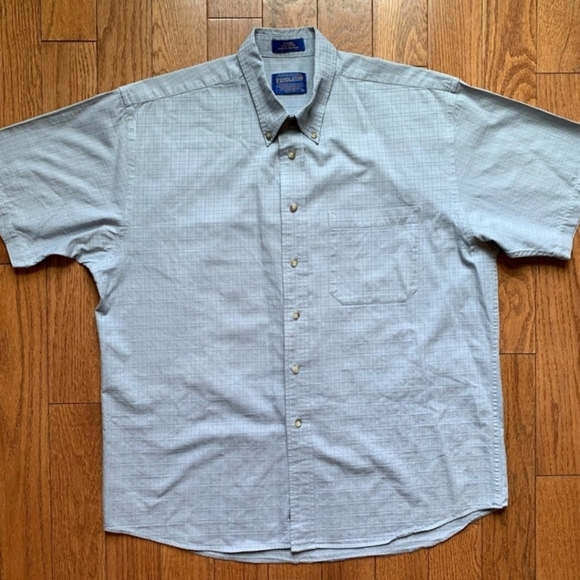 Pendleton Blue Short-Sleeve Truman Button Down Shirt, Large, 100% cotton - Picture 3 of 16